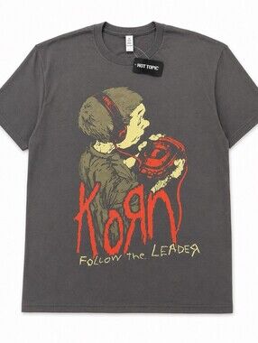 Korn Follow The Leader Walkman T Shirt Hot Topic NWT Gray Graphic Tee XL